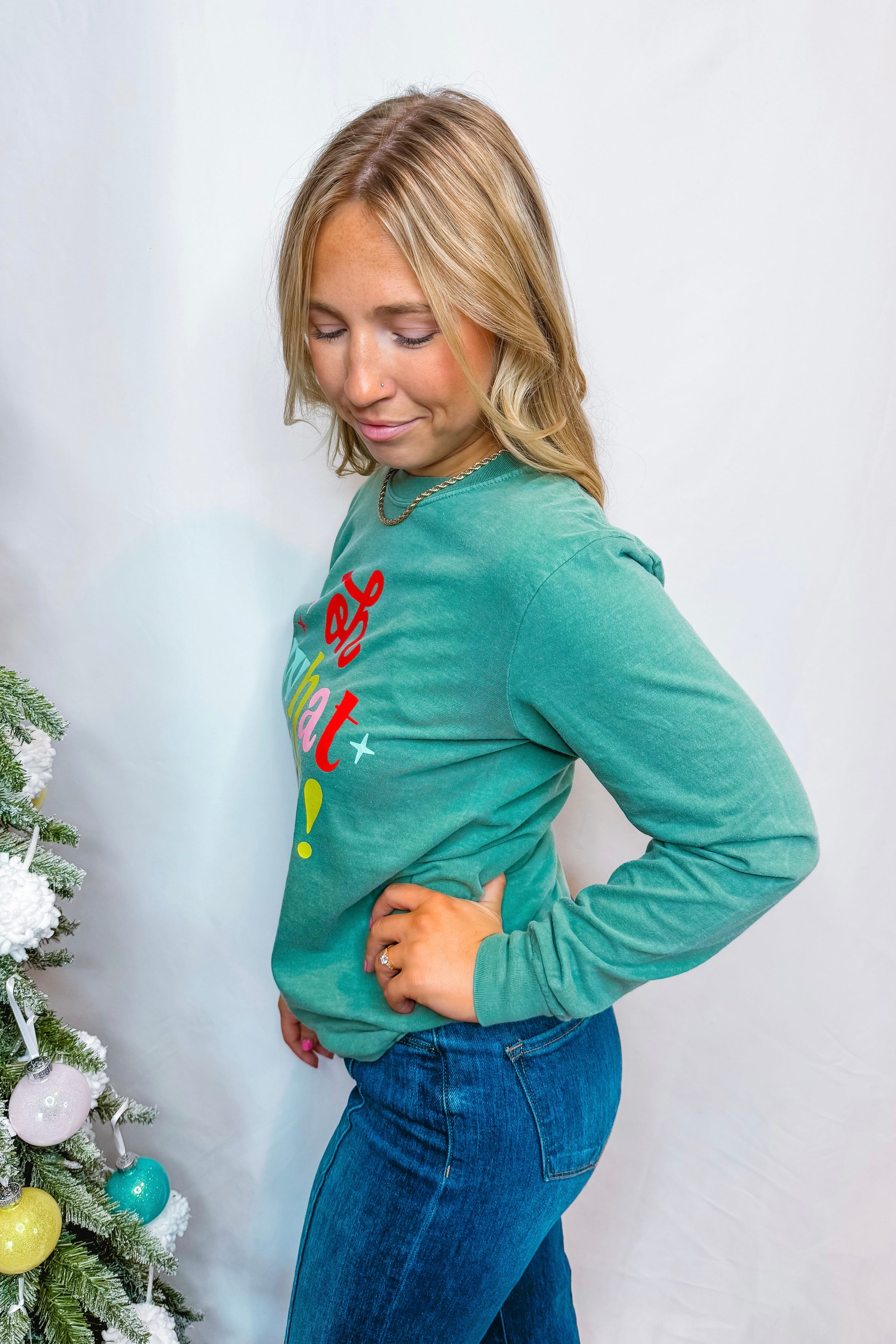 Oh What Fun Christmas Graphic Long Sleeve - Green