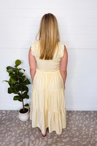 Pure Delight Smocked Midi Dress - Butter Yellow
