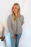 Charm And Chic Striped Button Down Top - Black/Ivory