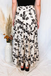 Life's A Breeze Floral Boho Midi Skirt - Ivory/Black