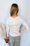 Dainty Delight Floral Lettuce Edge Top - Ivory/Blue