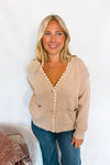 Lacy Days Knit Button Cardigan - Tan