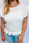 Feeling Flirty Ruffle Knit Tank - Ivory