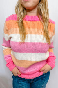 Falling in Love Striped Sweater - Pink/Coral/Ivory