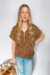 Be Right Back Leopard Half Zip-Up Pullover - Brown/Black