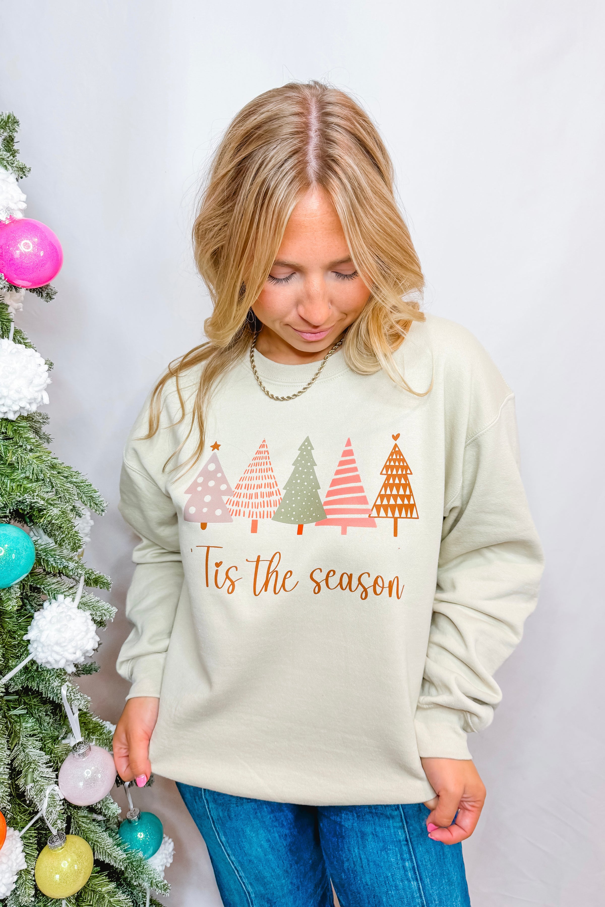 Tis The Season Crew Neck - Tan