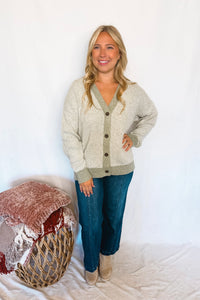 Snuggle Season Button Cardigan - Light Olive