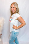 Floral Paradise Embroidered Split Neck Top - White