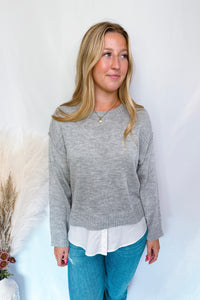 Brunch Ready Mixed Knit Sweater - Grey