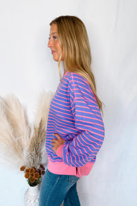 Bailey Striped Oversized Knit Top - Lavender/Pink