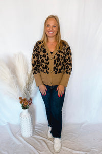Meet For Lunch Leopard Button Cardigan - Caramel