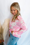 Oh So Lovely Floral Knit Sweater Top - Pink