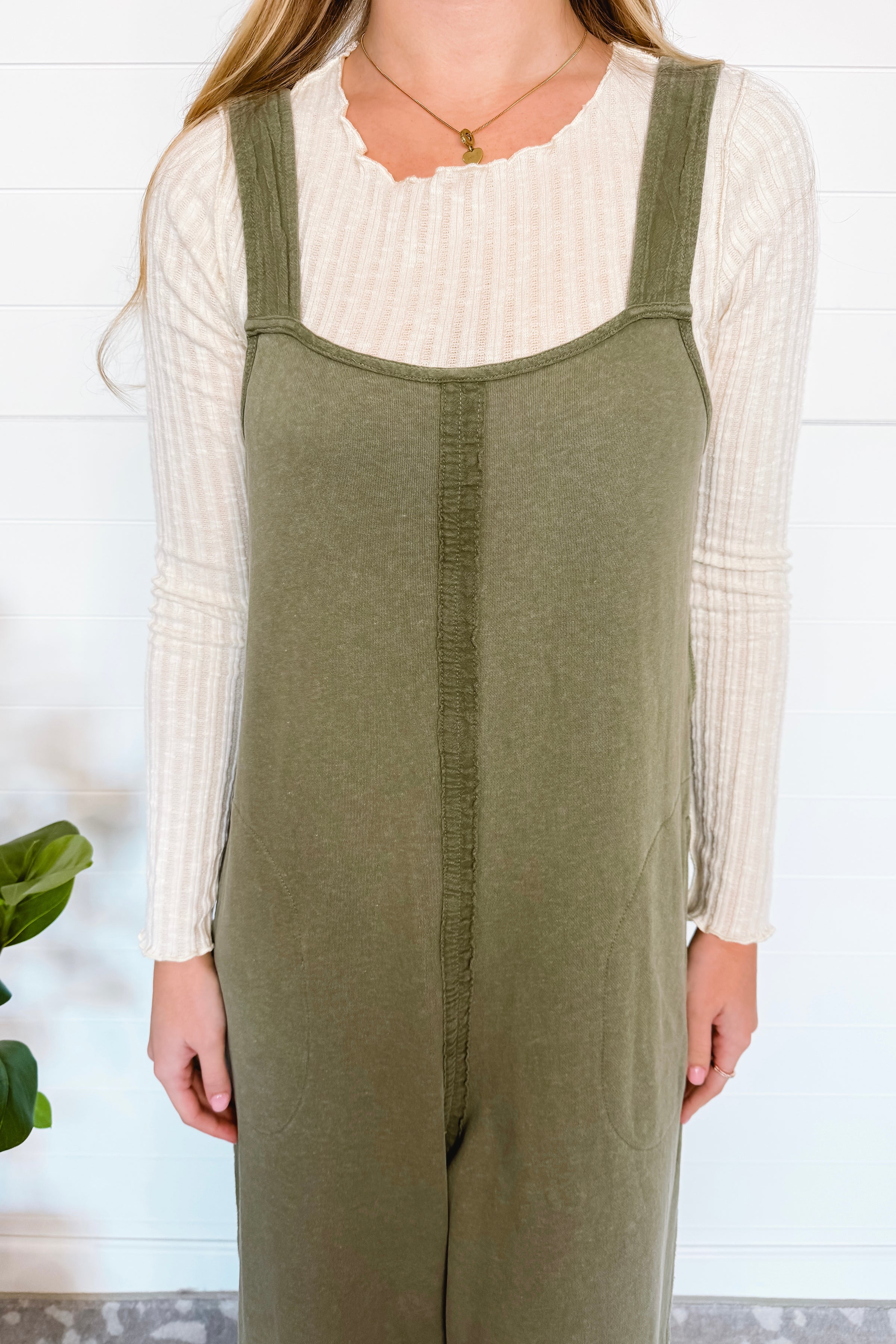 Sweet Day Oversized Jumpsuit - Light Olive