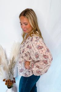 Floral Fields V-Neck Blouse - Ivory