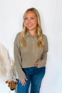Positive Energy Henley Top - Olive