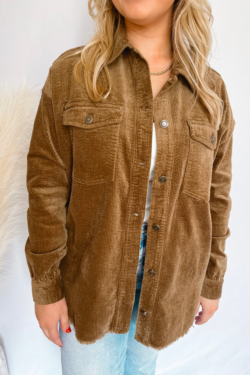 Brittney Corduroy Shacket - Brown