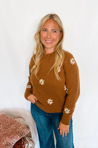 Sweet Statement Daisy Knit Sweater - Brown