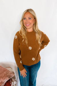 Sweet Statement Daisy Knit Sweater - Brown