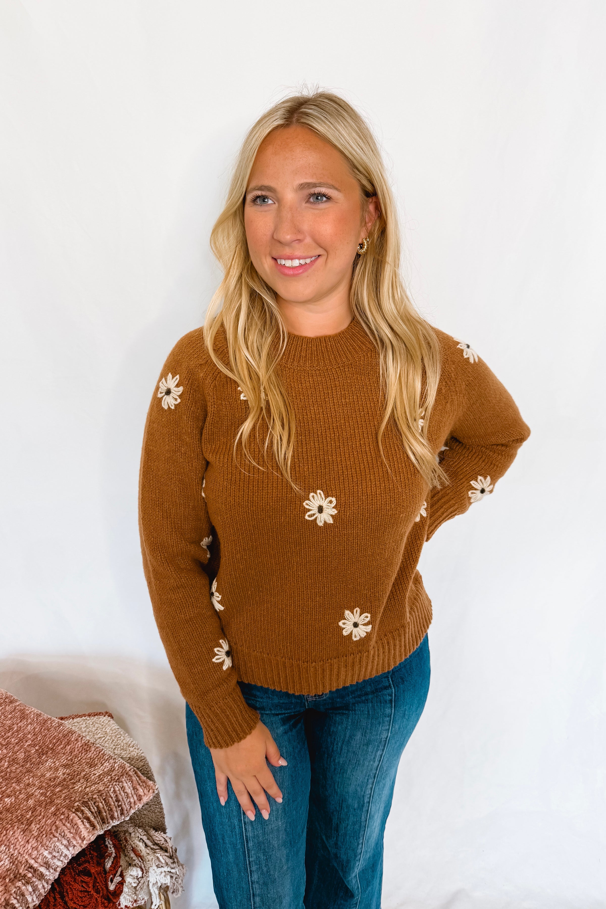 Sweet Statement Daisy Knit Sweater - Brown