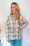 Slow Evening Plaid Button Down Flannel - Ivory/Grey