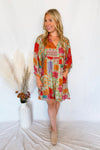 Tea Garden Patchwork Shift Dress - Green/Multi