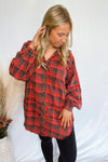 Aspen Oversized Button Down Flannel - Red