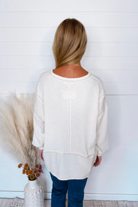 Simple Moments Raw Edge Ribbed Top - Ivory