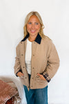 Fall Fields Corduroy Collar Barn Jacket - Taupe