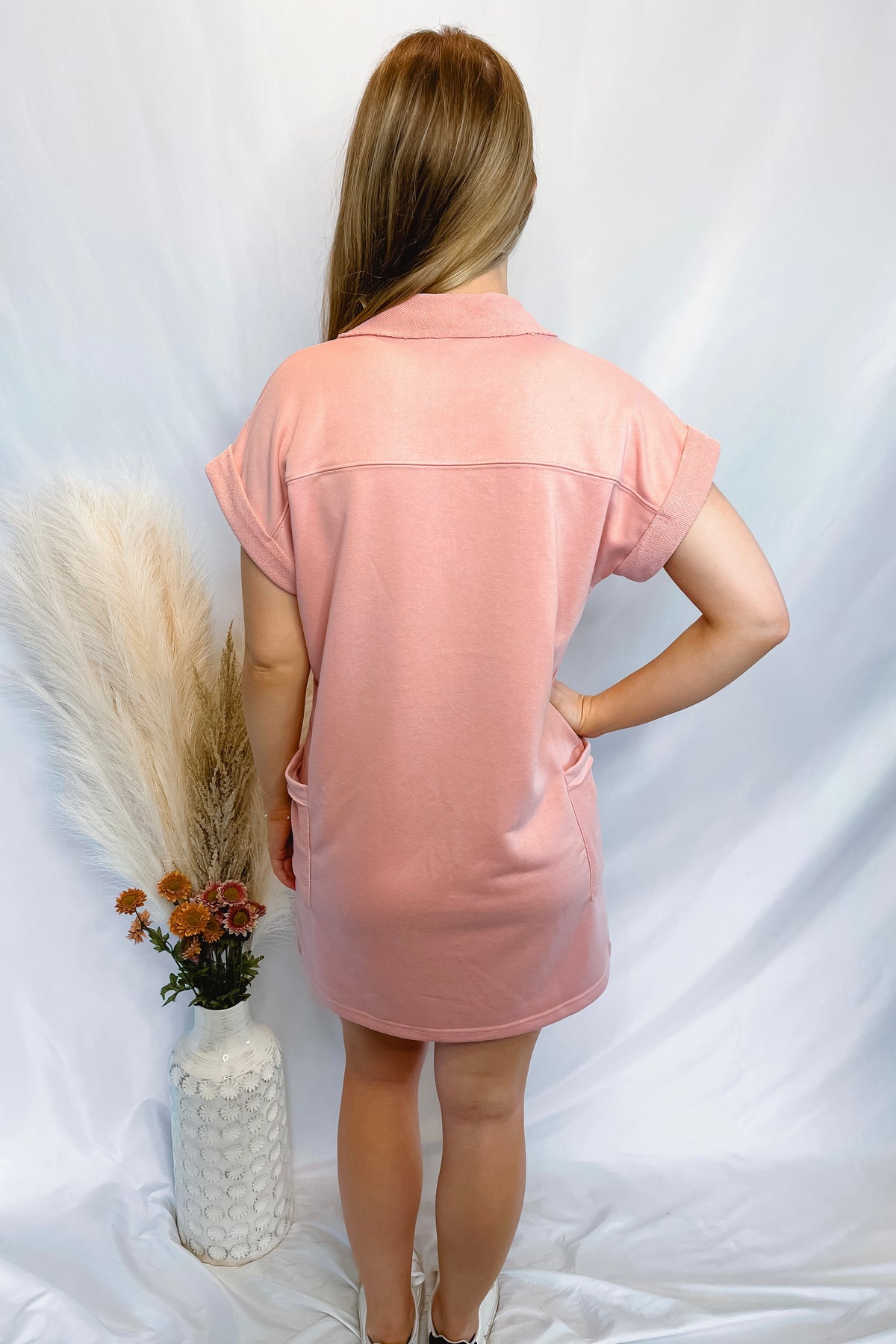 Strawberry Sundae Cargo Pocket Mini Dress - Blush