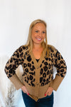 Meet For Lunch Leopard Button Cardigan - Caramel
