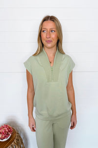 Sporty Spice Scuba Luxe Quarter Zip Up - Pistachio