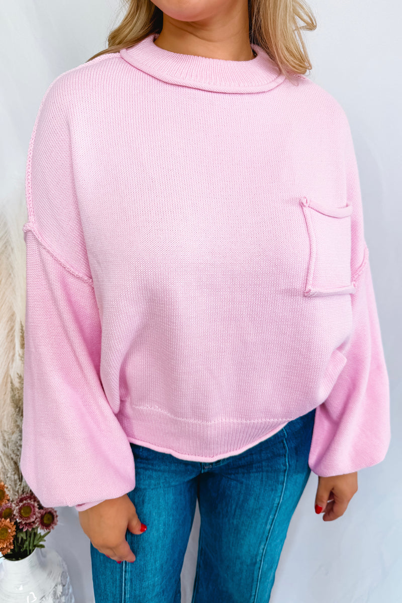 Caring Smile Reverse Seam Knit Sweater - Pink