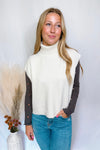 With Love High Low Sleeveless Turtleneck Sweater - Ivory