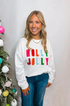 Holly Jolly Crew Neck Pullover- White