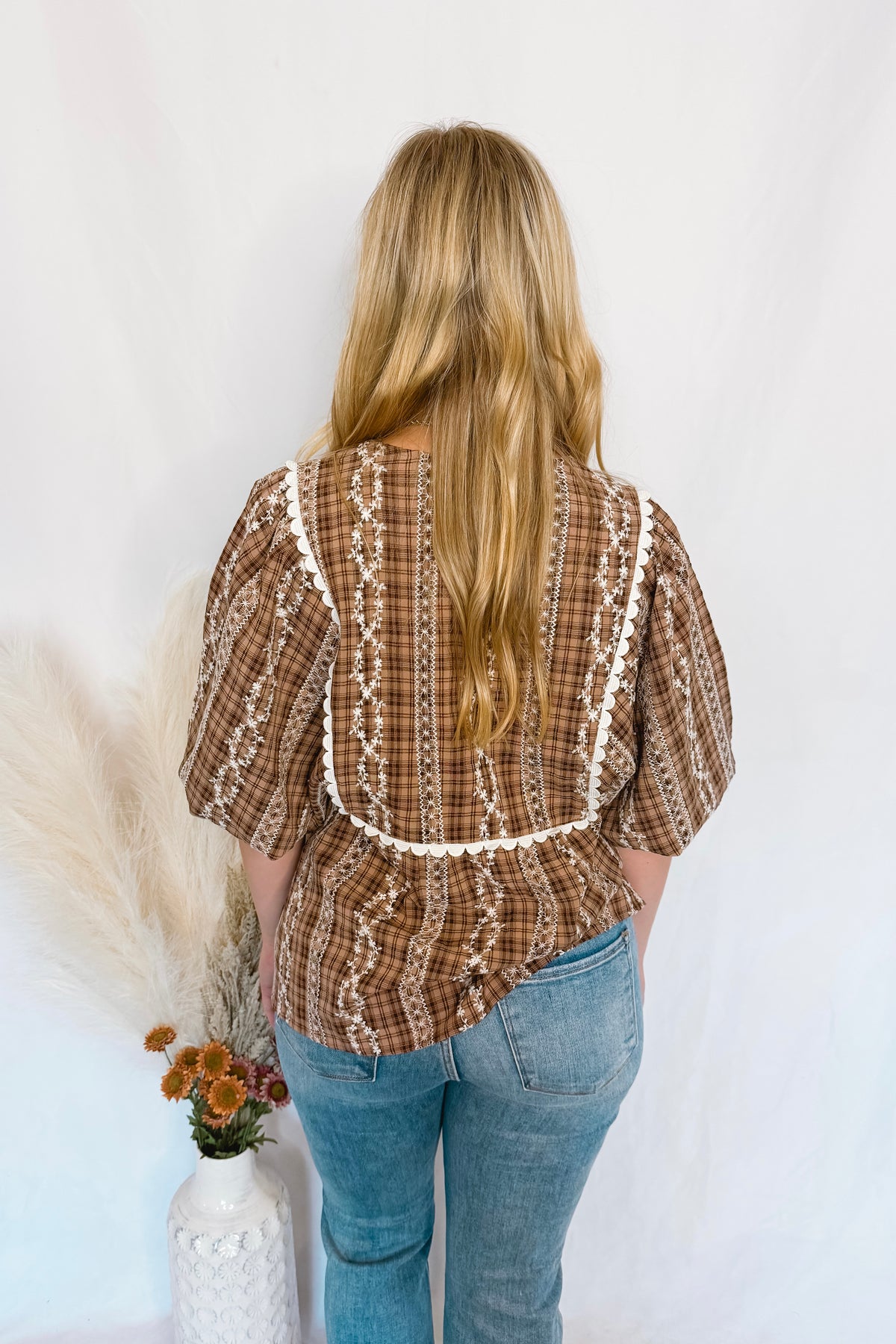 Fall Fever Bubble Sleeve Blouse - Mocha