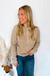 Love A Latte Button Sweater - Tan