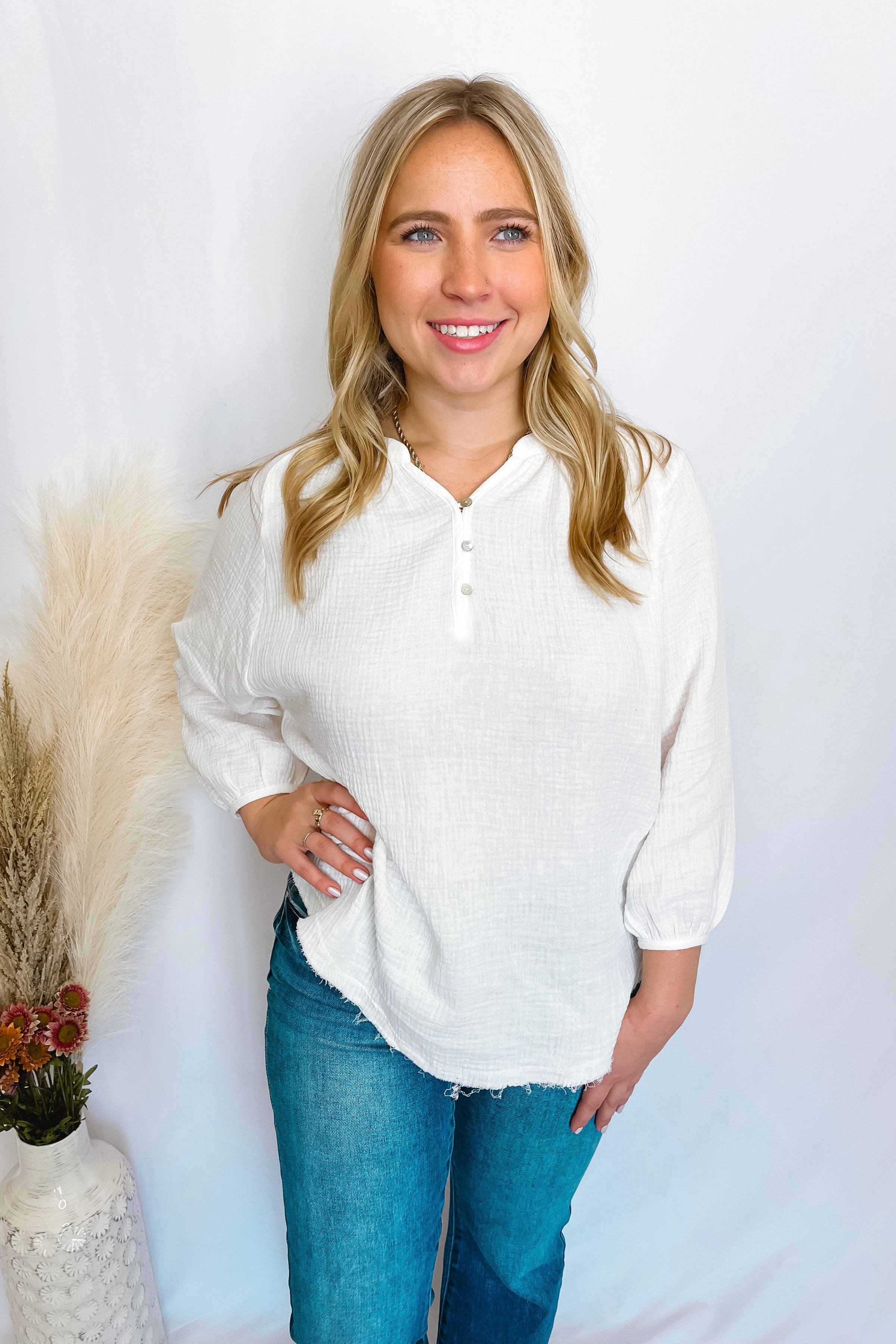 Coastal Chic Shift Top - White