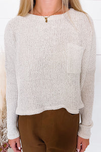 Casual Hangout Boxy Knit Top - Natural