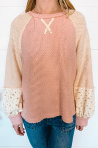 Casual Flowers Textured Top - Pink