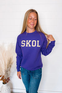 Striped Minnesota Football Graphic Crew Neck - Purple