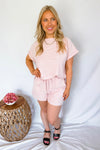 Fun Day Striped Top & Short Set - Dusty Pink