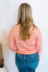 Hello Lovely Striped Sweater Top - Apricot