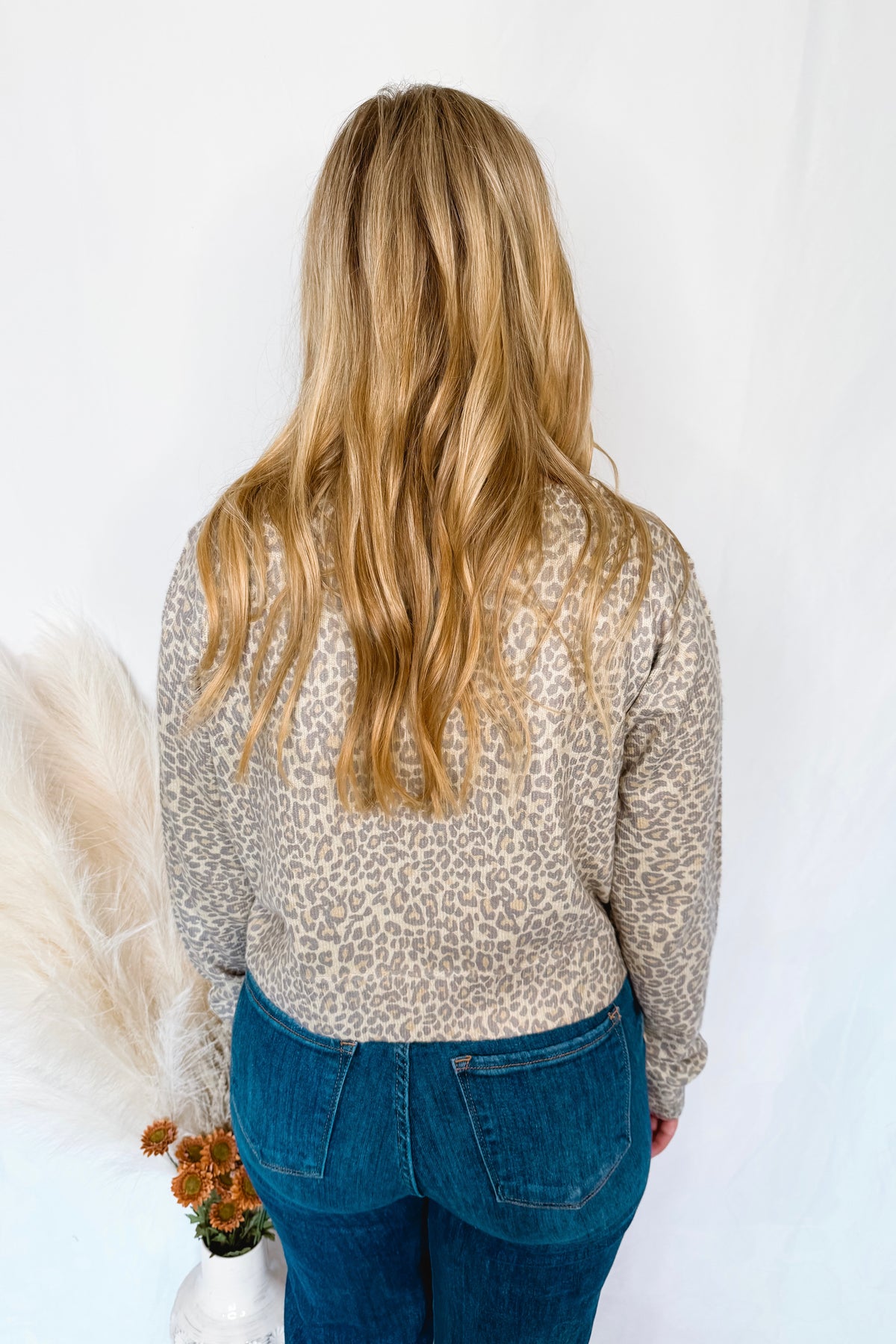 Wild Side Leopard Knit Button Sweater - Oatmeal