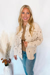 Pumpkin Patch Bow Corduroy Shacket - Ecru