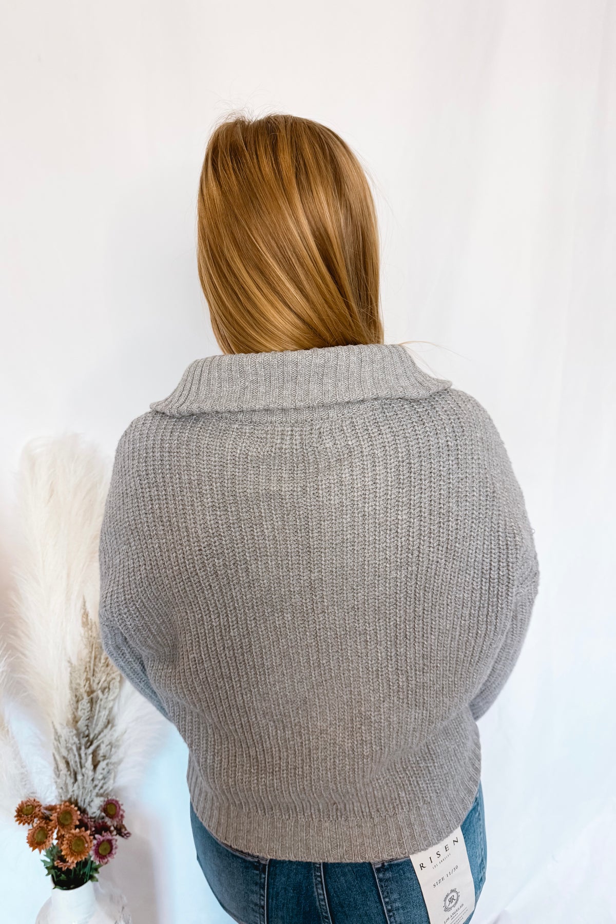 Grey Days Zip Up Cable Knit Sweater - Grey