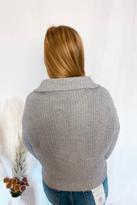 Grey Days Zip Up Cable Knit Sweater - Grey