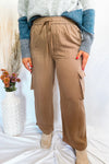 Weekend Vibe Drawstring Wide Leg Cargo Pants - Hazelnut