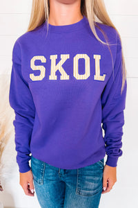Striped Minnesota Football Graphic Crew Neck - Purple