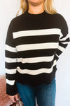 Warm Welcome Striped Sweater - Black/Cream