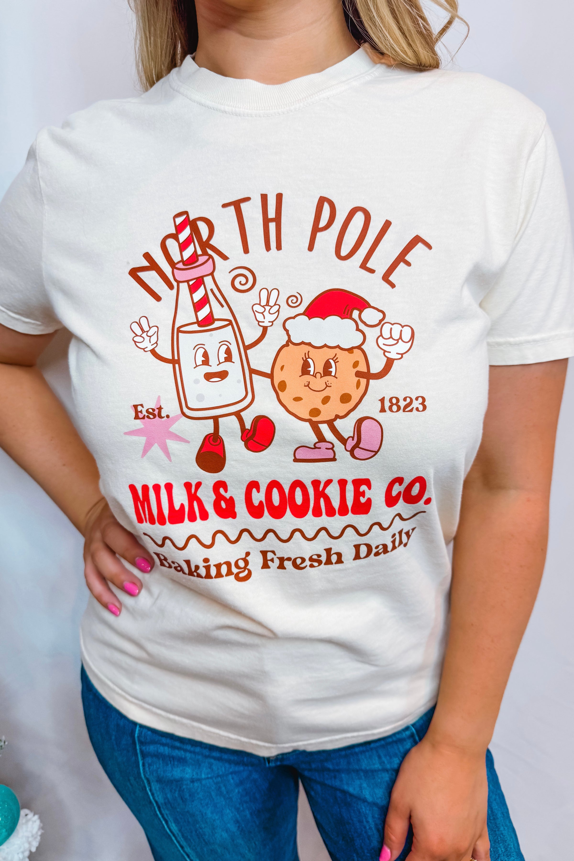 North Pole Christmas Graphic Tee - Cream